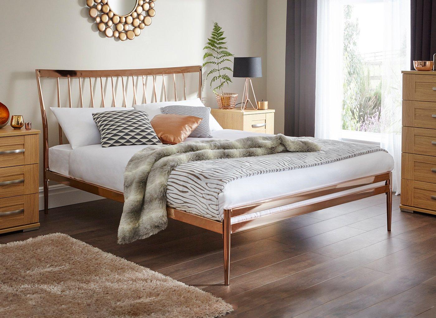 Blake Copper Metal Bed Frame 4’6 Double Bed Sava