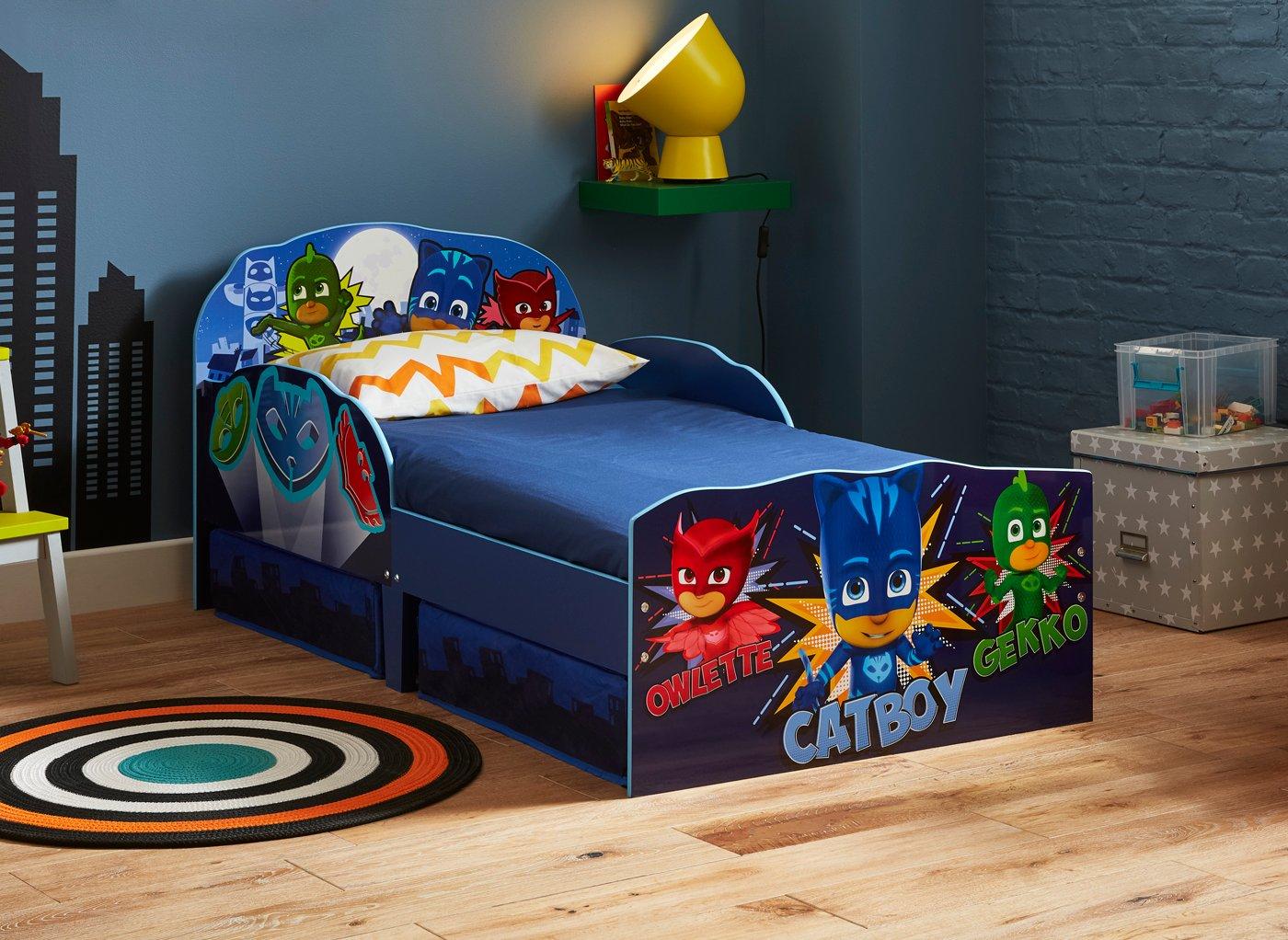 PJ MASKS Toddler Bed with Storage plus Foam Mattress 
