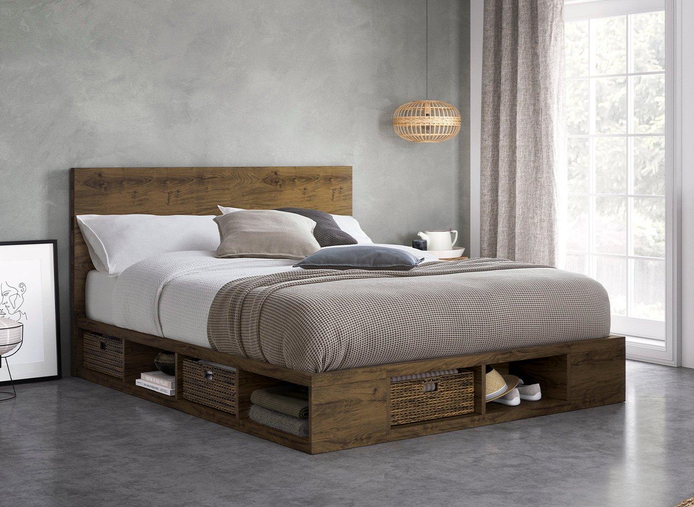 Wilkes Wooden Storage Bed Frame 4’6 Double OAK | Bed Sava