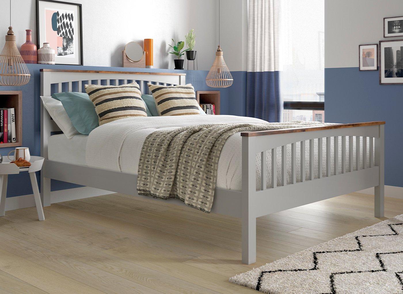 Fleetwood Two Tone Wooden Bed Frame 4 6, Grey Bed Frame Wood