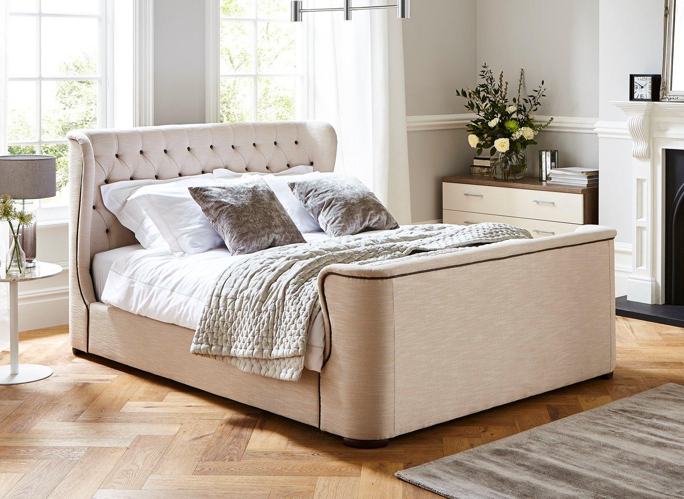 Brussels Natural Fabric Bed Frame 5’0 King CREAM | Bed Sava