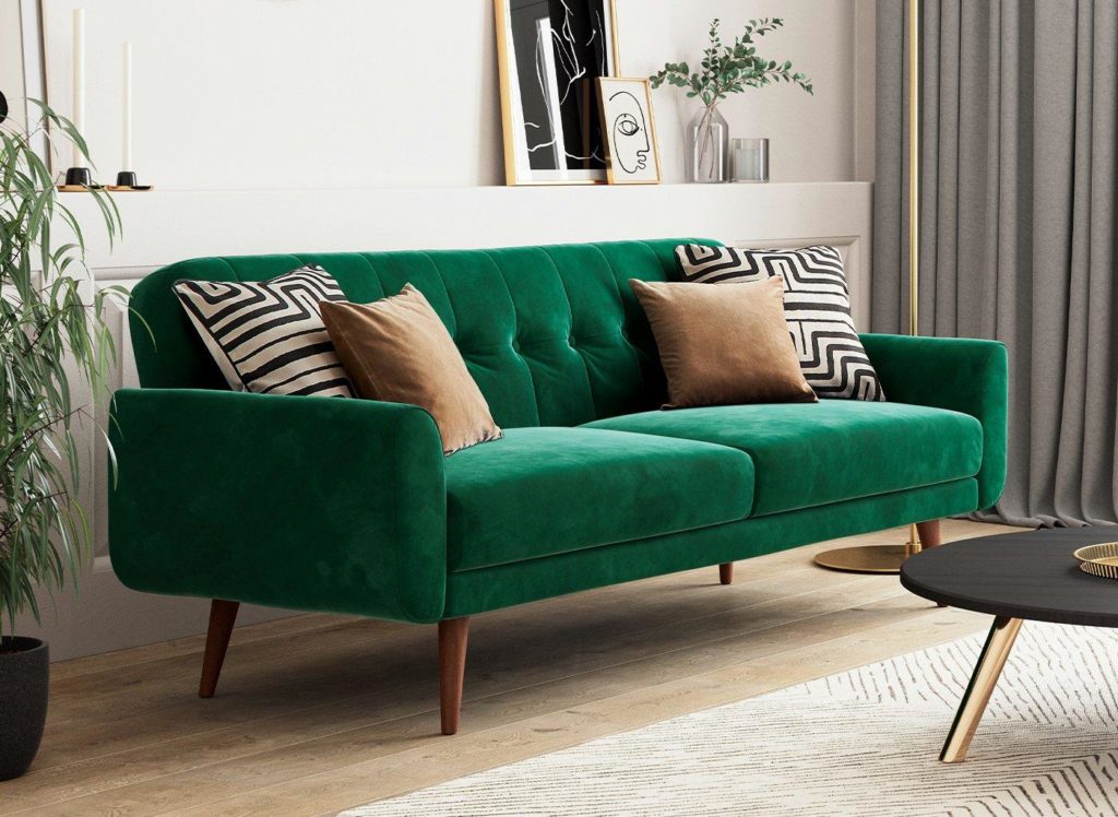 made green velvet sofa bed