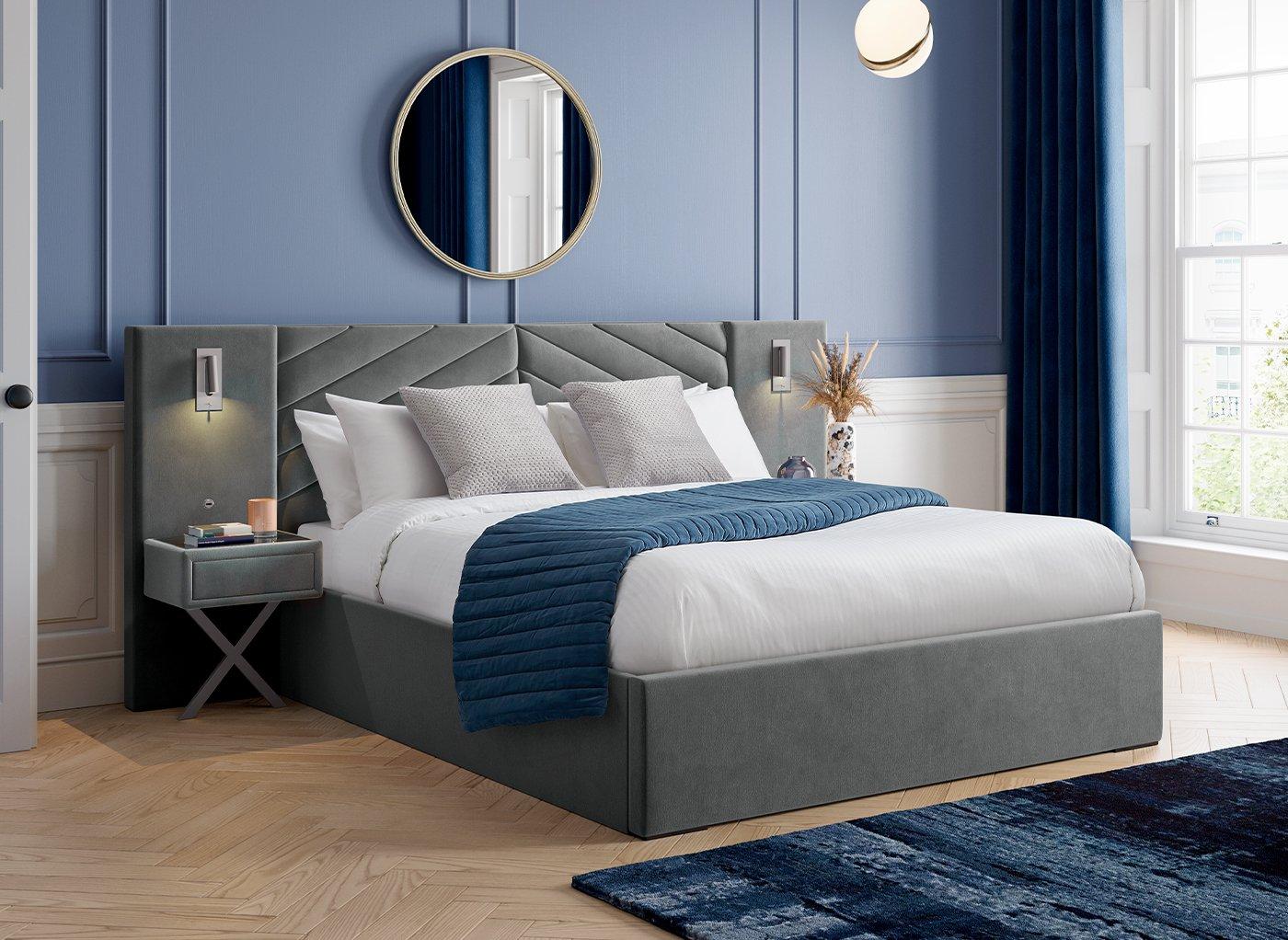 Murphy Ottoman Bed Frame With Bedside Tables 5’0 King Grey Bed Sava