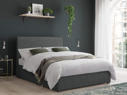 Dempsey Upholstered Bed Frame 4 6, Cavill Grey Fabric King Size Bed Frame
