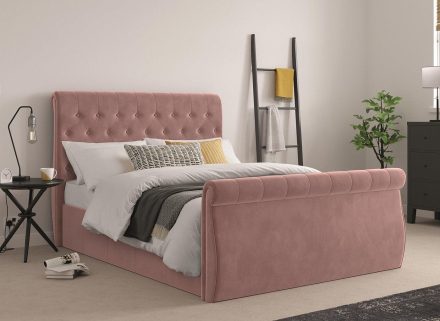 Smithers Velvet Finish Bed Frame 6 0, Hodge Faux Leather Ottoman Bed Frame