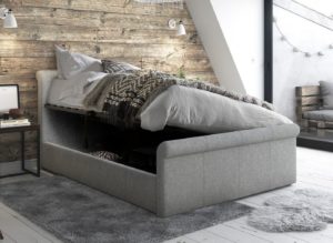 Wilson Upholstered Ottoman Bed Frame 5'0 King Silver
