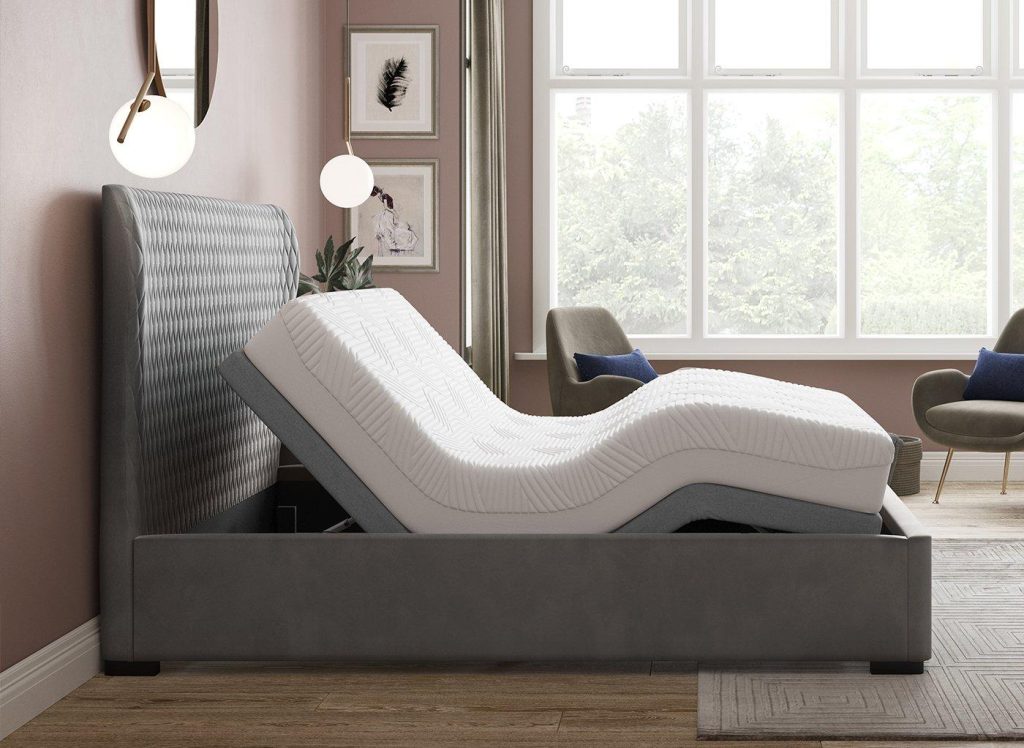 Grove Sleepmotion Adjustable Velvet-Finish Bed Frame - 6'0 Super King - Grey
