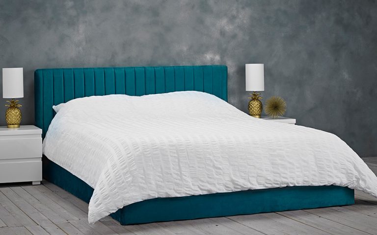 LPD Berlin Velvet Ottoman Bed Frame King Size Teal | Bed Sava
