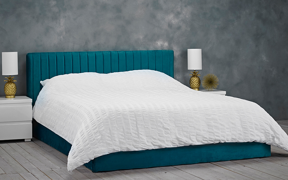 LPD Berlin Velvet Ottoman Bed Frame King Size Teal | Bed Sava