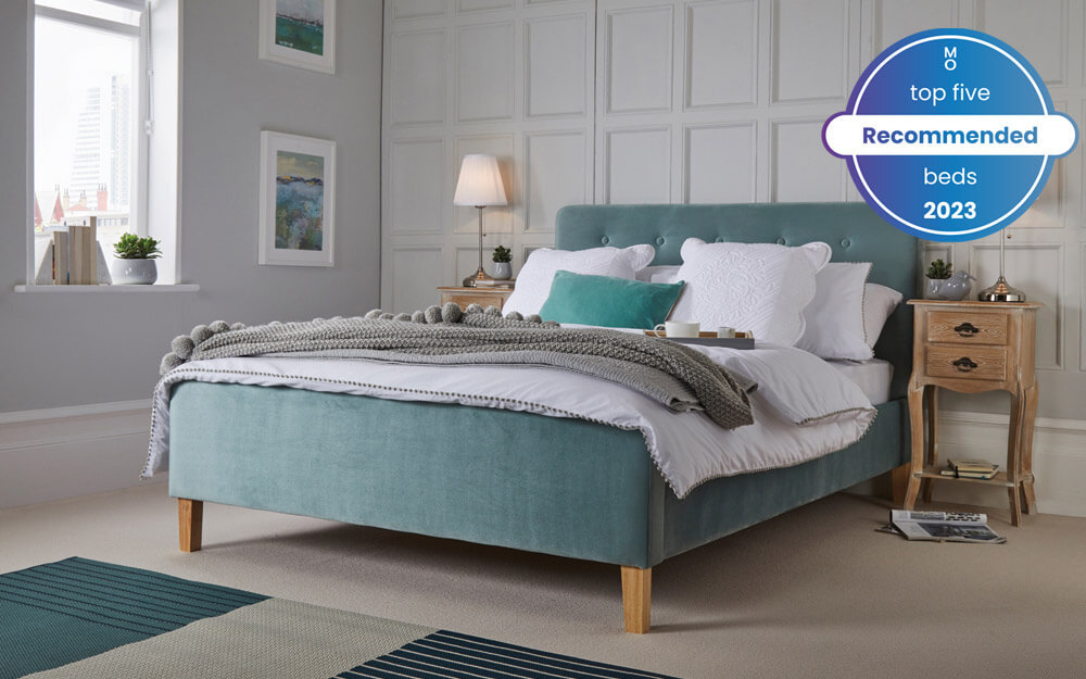 LPD Pierre Velvet Bed Frame King Size Aqua | Bed Sava