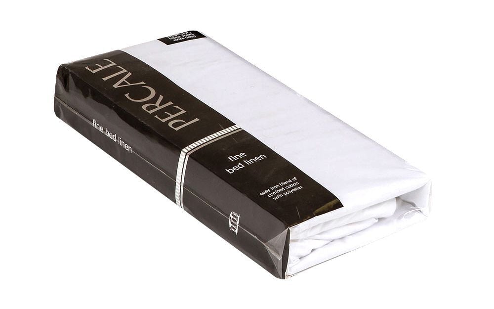 Percale Fitted Sheet, Super King, White