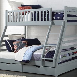 States Wooden Three Sleeper Bunk Bed Double Grey | Bed Sava