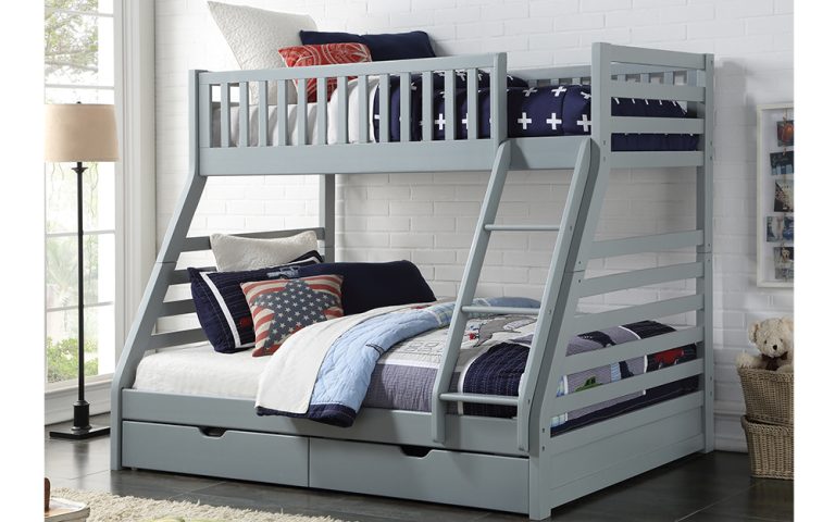 States Wooden Three Sleeper Bunk Bed Double Grey | Bed Sava
