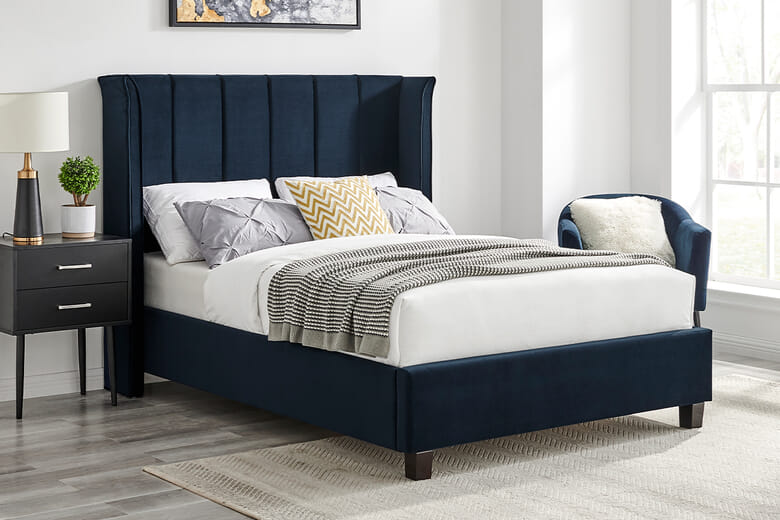 Catania Upholstered Bed, Limelight_Navy Blue, King Size