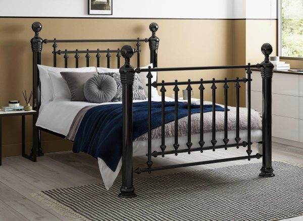 Hugo Nickel Metal Bed Frame  60 Super King  Black | Bed Sava