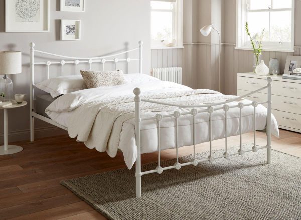 Ava Metal Bed Frame  50 King  White | Bed Sava