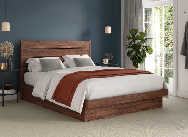 Lodge Platform Ottoman Bed Frame  50 King  Brown | Bed Sava