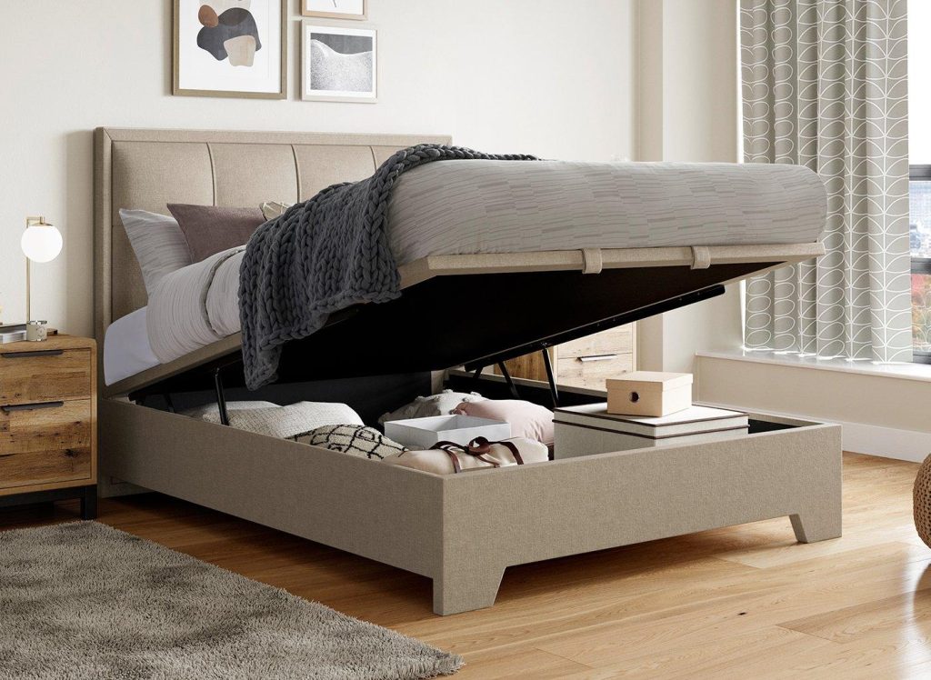 Hopkins Ottoman Bed Frame  50 King  Cream | Bed Sava