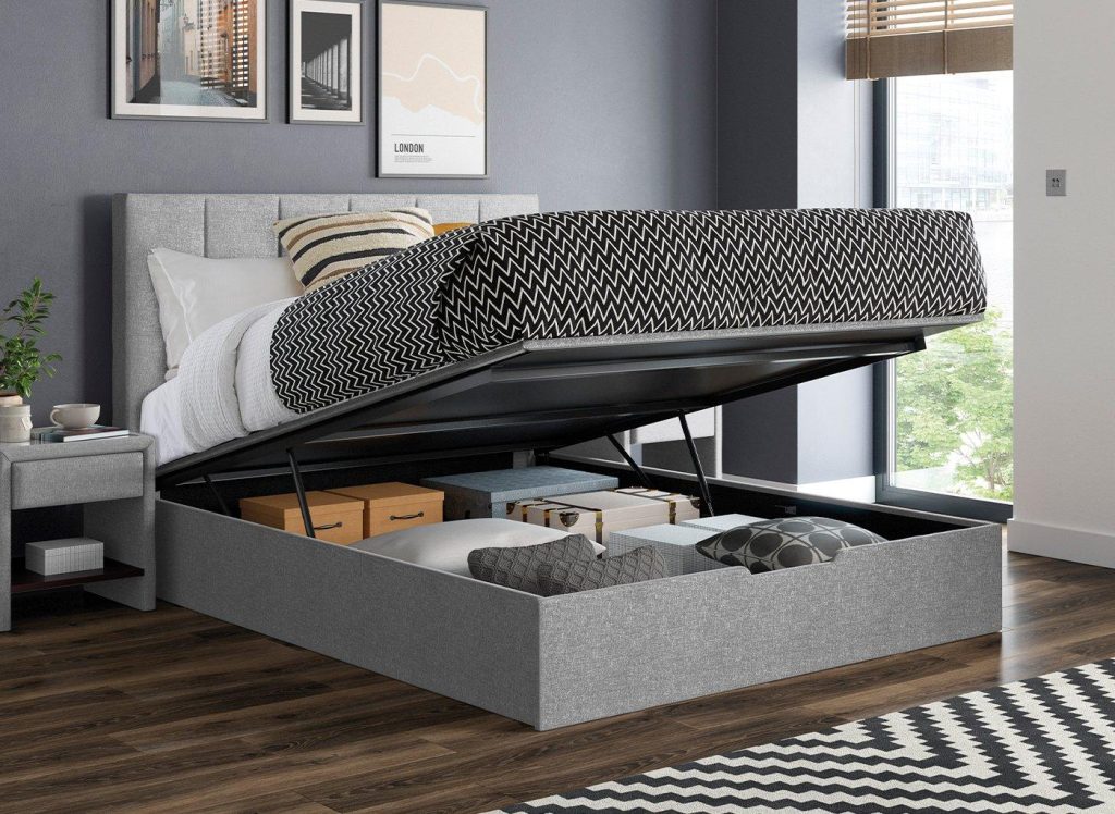 Ealing Upholstered Ottoman Bed Frame  46 Double  Silver | Bed Sava