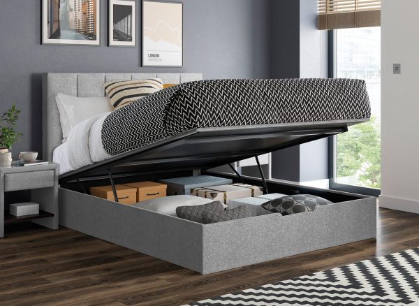 Ealing Upholstered Ottoman Bed Frame  50 King  Silver | Bed Sava