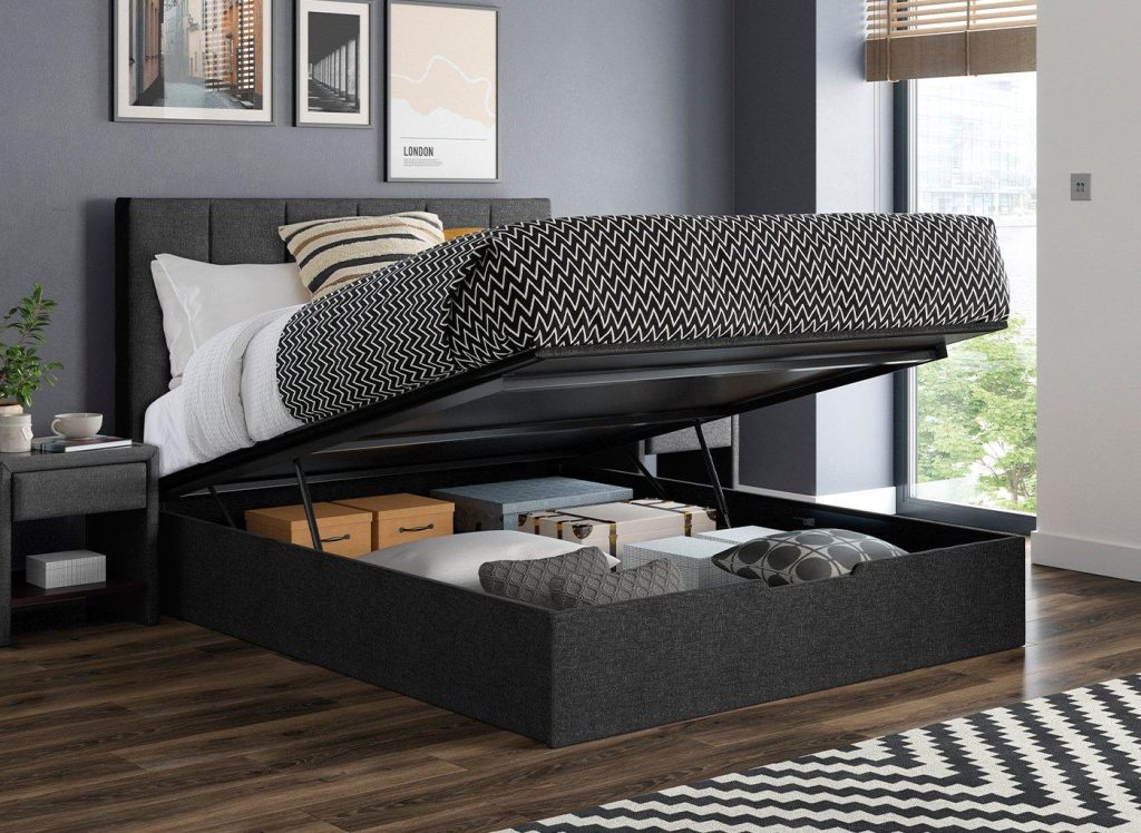 Ealing Upholstered Ottoman Bed Frame  50 King  Grey | Bed Sava