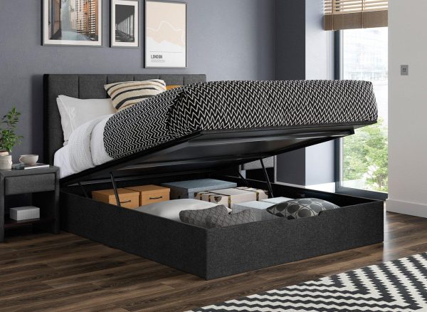 Ealing Upholstered Ottoman Bed Frame  50 King  Grey | Bed Sava