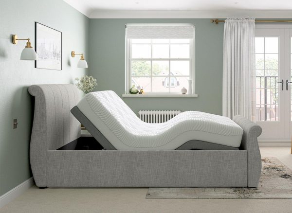 Lucia Sleepmotion Adjustable Upholstered Bed Frame  60 Super King  Silver | Bed Sava