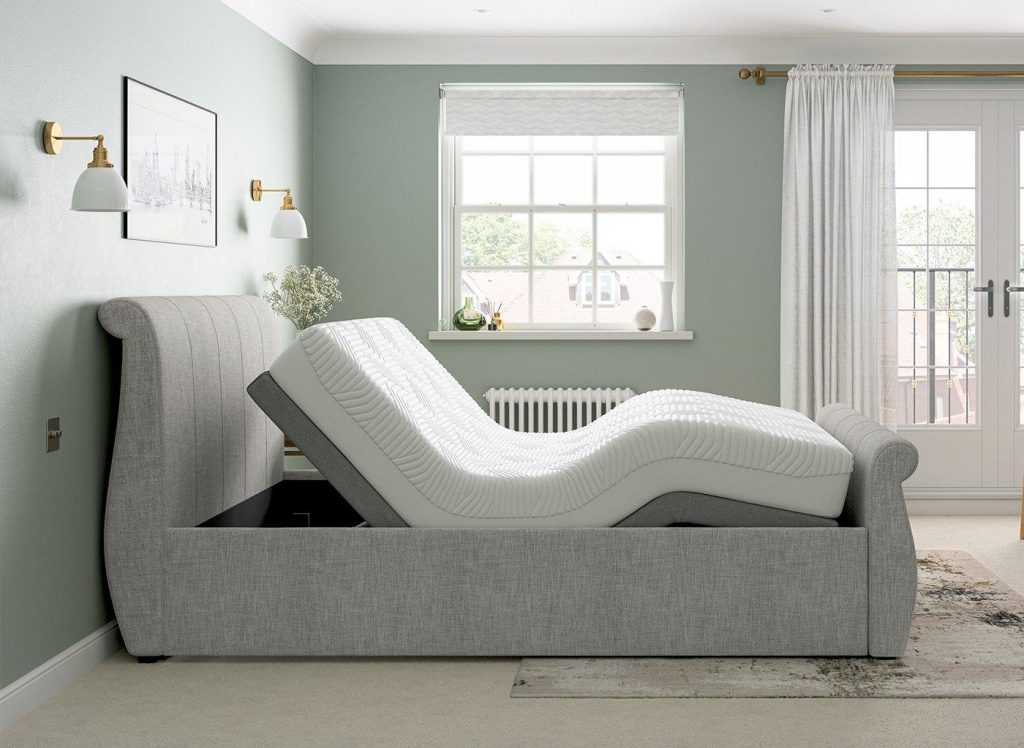 Lucia Sleepmotion Adjustable Upholstered Bed Frame  30 Single  Silver | Bed Sava