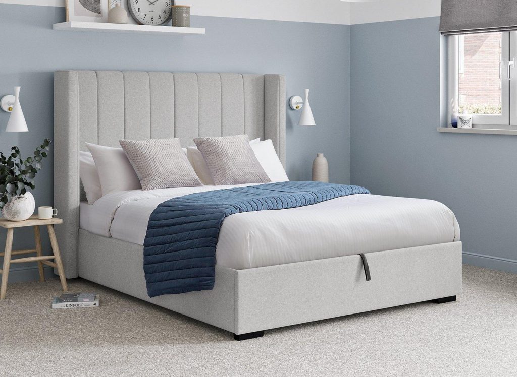 Charlie Upholstered Ottoman Bed Frame  60 Super King  Grey | Bed Sava