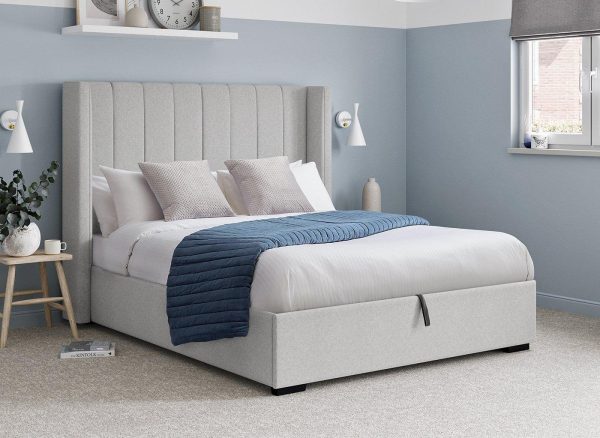 Charlie Upholstered Ottoman Bed Frame  60 Super King  Grey | Bed Sava