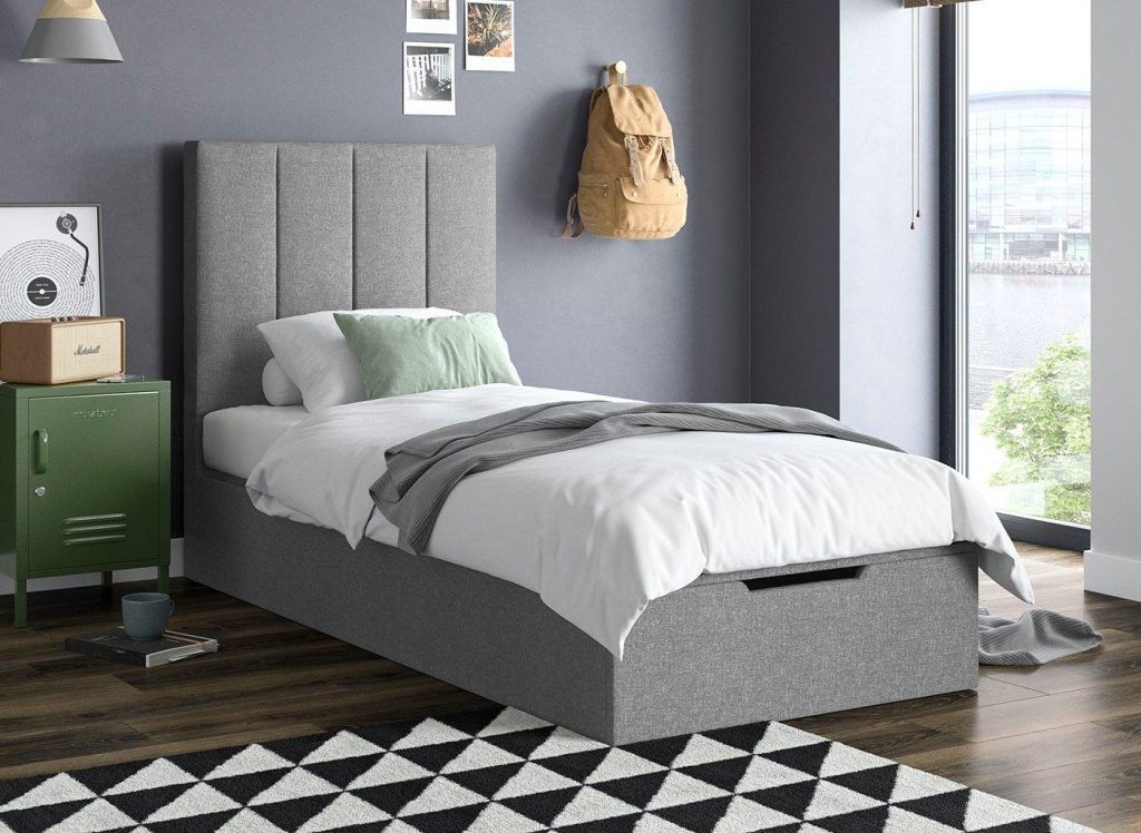 Ealing Ottoman Bed Frame  30 Single  Silver | Bed Sava