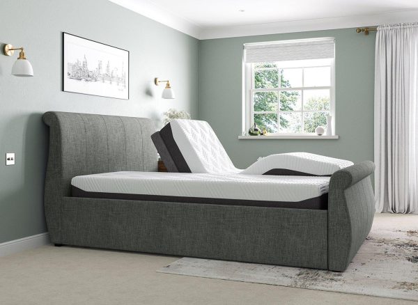 Lucia Sleepmotion Super King 200 Adjustable Upholstered Bed Frame  60 Super King  Grey | Bed Sava