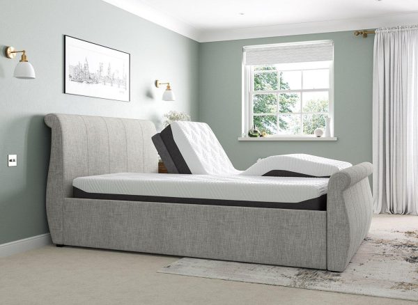 Lucia Sleepmotion King 200 Adjustable Upholstered Bed Frame  50 King  Silver | Bed Sava