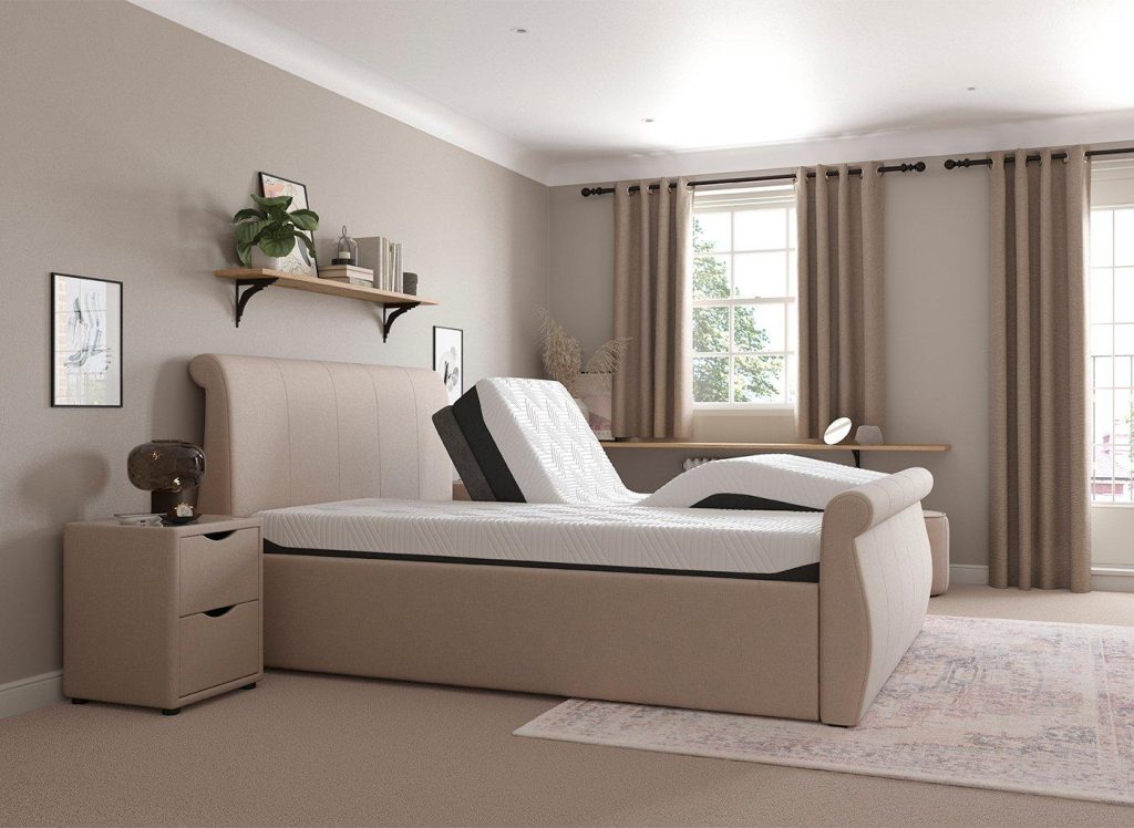 Lucia Sleepmotion Super King 200 Adjustable Upholstered Bed Frame - 6'0 Super King - Cream