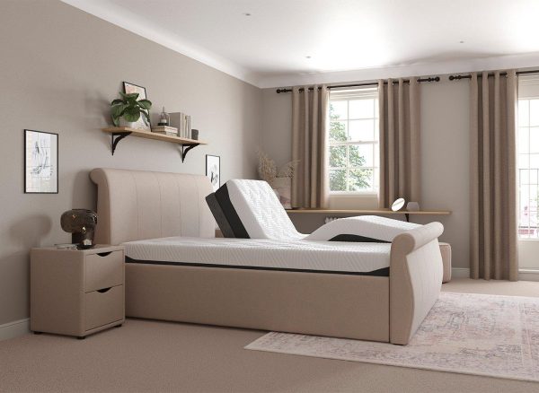 Lucia Sleepmotion Super King 200 Adjustable Upholstered Bed Frame  60 Super King  Cream | Bed Sava