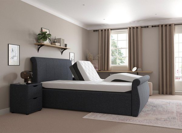 Lucia Sleepmotion Super King 200 Adjustable Upholstered Bed Frame  60 Super King  Blue | Bed Sava