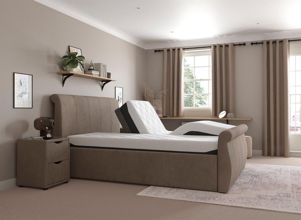 Lucia Sleepmotion Super King 200 Adjustable Upholstered Bed Frame - 6'0 Super King - Beige