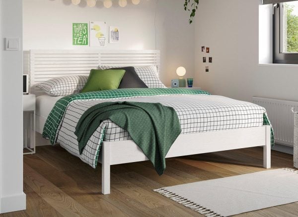 Annika Wooden Low Rise Bed Frame  40 Small Double  White | Bed Sava