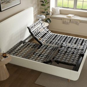 TEMPUR® Sensory Arc Adjustable Upholstered Bed Frame  50 King  White | Bed Sava