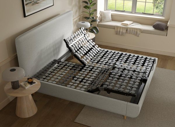 TEMPUR® Sensory Arc Adjustable Upholstered Bed Frame  60 Super King  Grey | Bed Sava