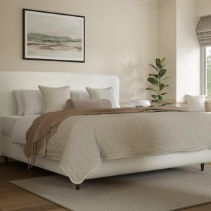 TEMPUR® Sensory Arc Upholstered Bed Frame  60 Super King  White | Bed Sava