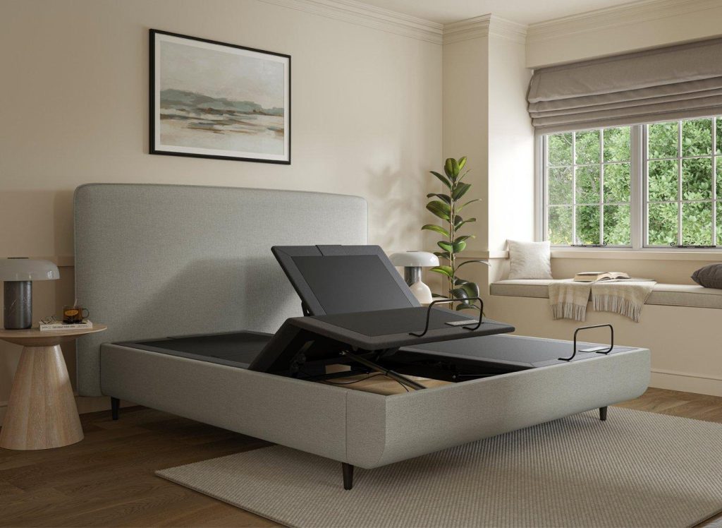 TEMPUR® Sensory Arc Smart Adjustable Upholstered Bed Frame - 6'0 Super King - Grey