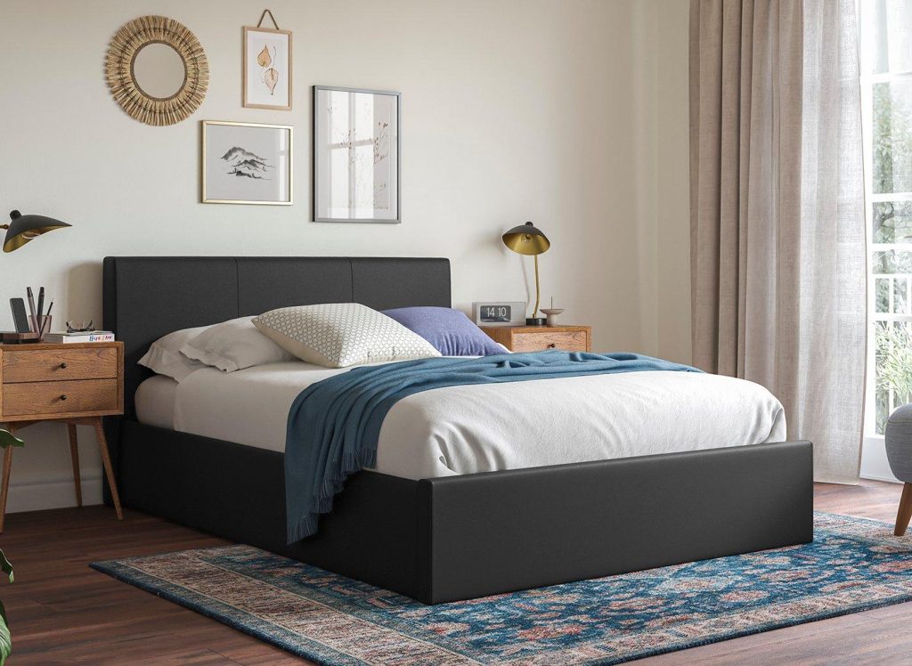 Yardley Upholstered Ottoman Bed Frame - 4'6 Double - Black