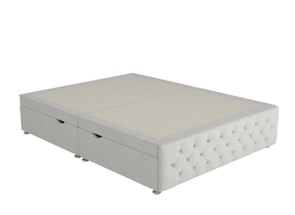 Messina Upholstered Ottoman Divan Base  60 Super King  Silver | Bed Sava