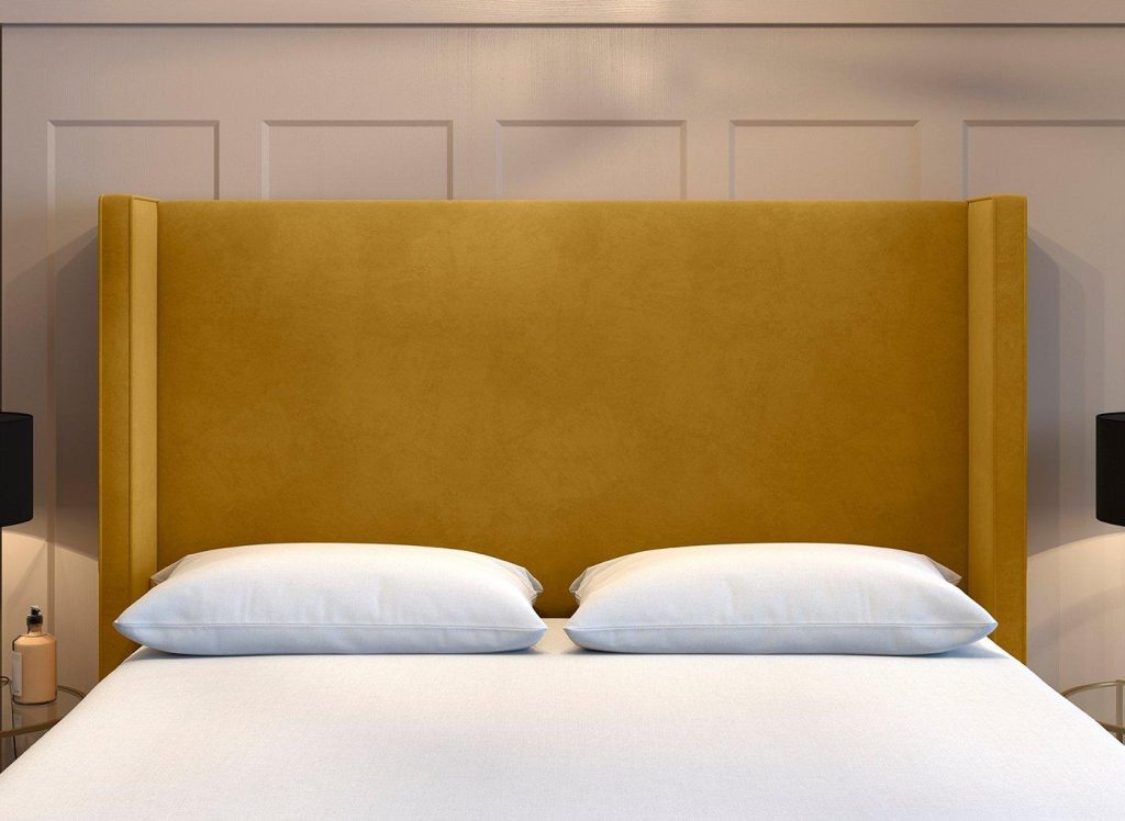 Flaxby Kettlewell Winged Headboard  50 King  Gold | Bed Sava