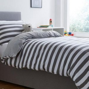 Silentnight Jersey Stripes Duvet Set  Grey | Bed Sava