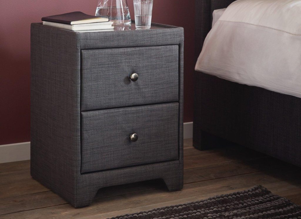 Kimberley Upholstered Bedside Table - Grey