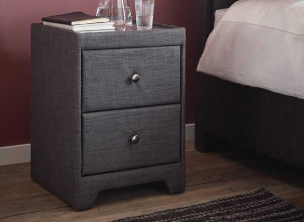 Kimberley Upholstered Bedside Table  Grey | Bed Sava