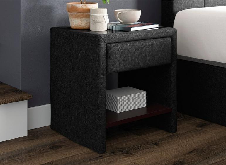 Harrow 1 Drawer Upholstered Bedside Table - Grey