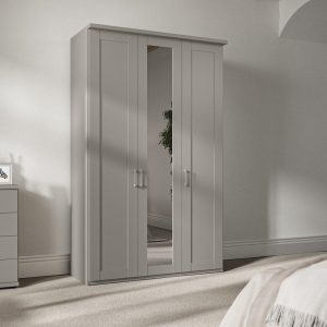 Dover 3 Door Wardrobe  Grey | Bed Sava